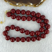 Natural Red Cinnabar Beads Necklace in S925 Sliver Gold Color Clasps 天然紫金沙项链 88.88g 40cm 12.0mm 35 Beads - Huangs Jadeite and Jewelry Pte Ltd
