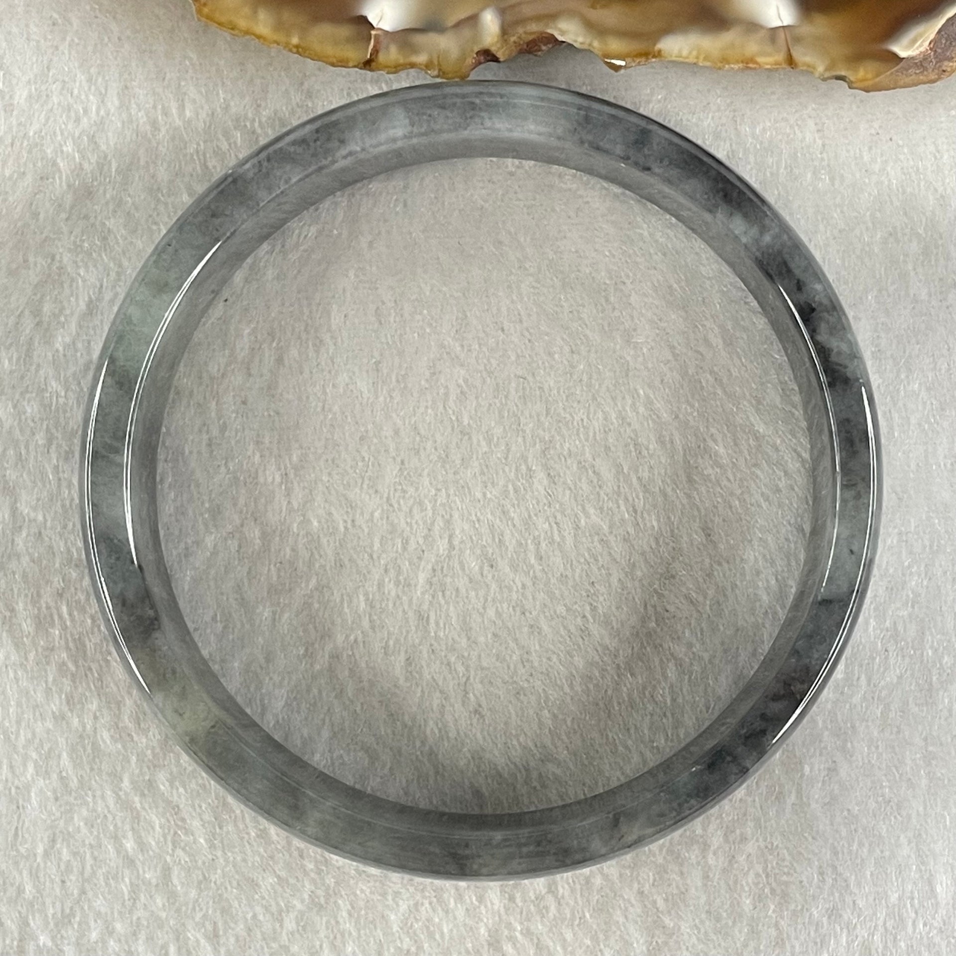 Type A Grey Black Wuji Jadeite Bangle 45.76g Inner Diameter 58.2mm 15.0 by 4.8mm (Internal Lines) - Huangs Jadeite and Jewelry Pte Ltd