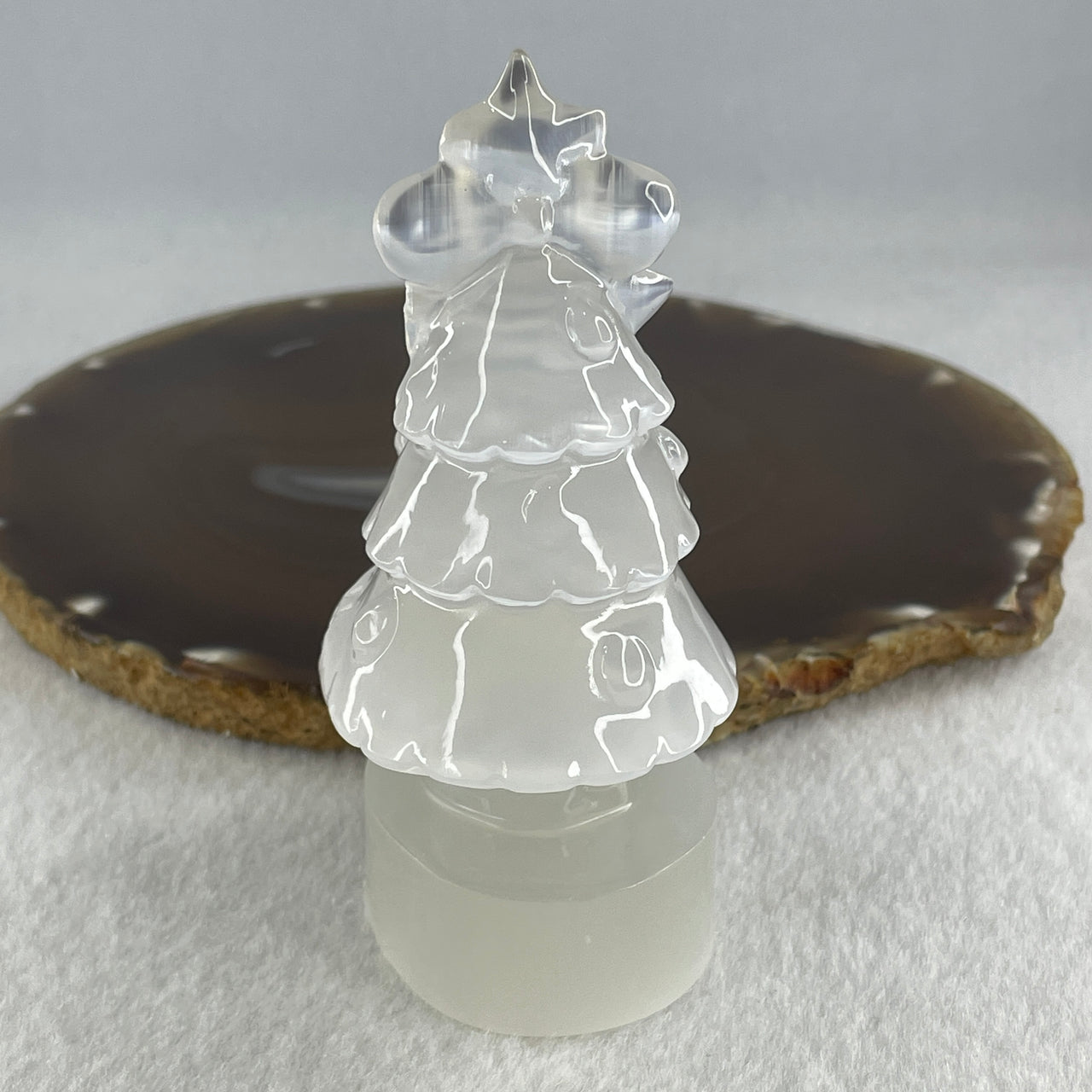 Satin Spar Gypsum Christmas Tree Display 149.35g 93.9 by 46.9 by 42.5mm