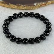 Natural Black Rutilated Quartz Beads Bracelet 天然黑发水晶手链 23.53g 16cm 9.4mm 21 Beads - Huangs Jadeite and Jewelry Pte Ltd