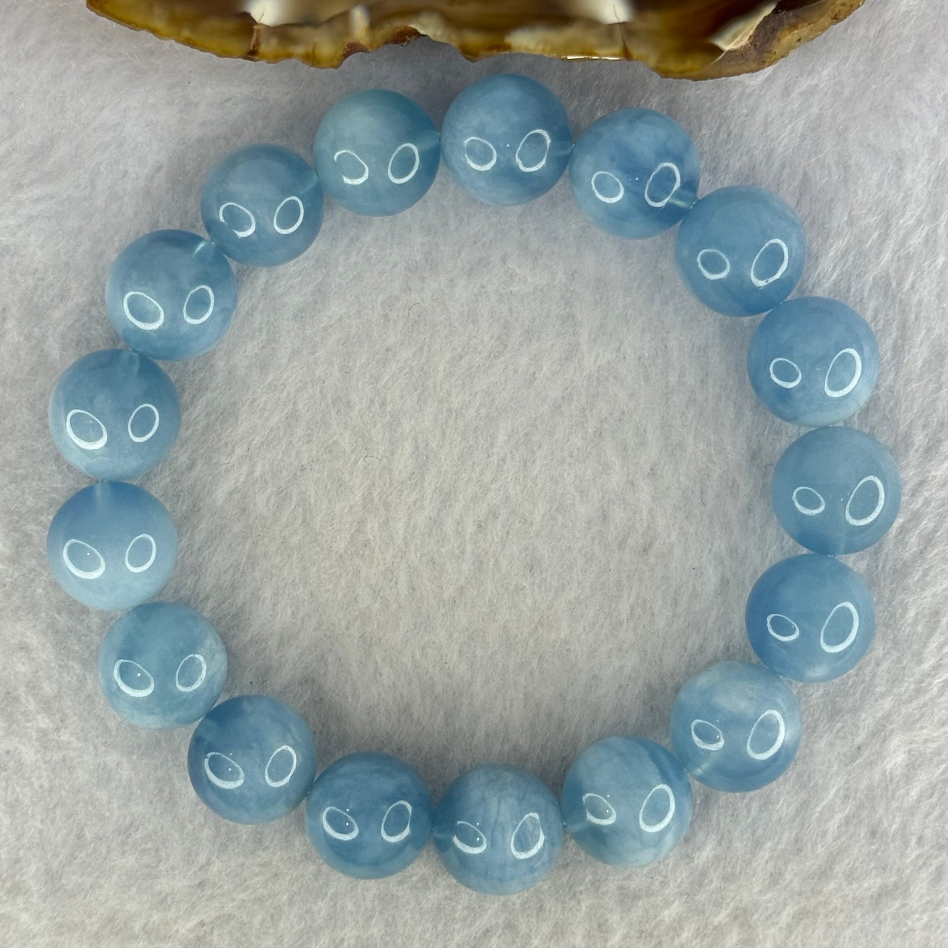 Natural Aquamarine Beads Bracelet 48.94g 19cm 12.9mm 17 Beads - Huangs Jadeite and Jewelry Pte Ltd