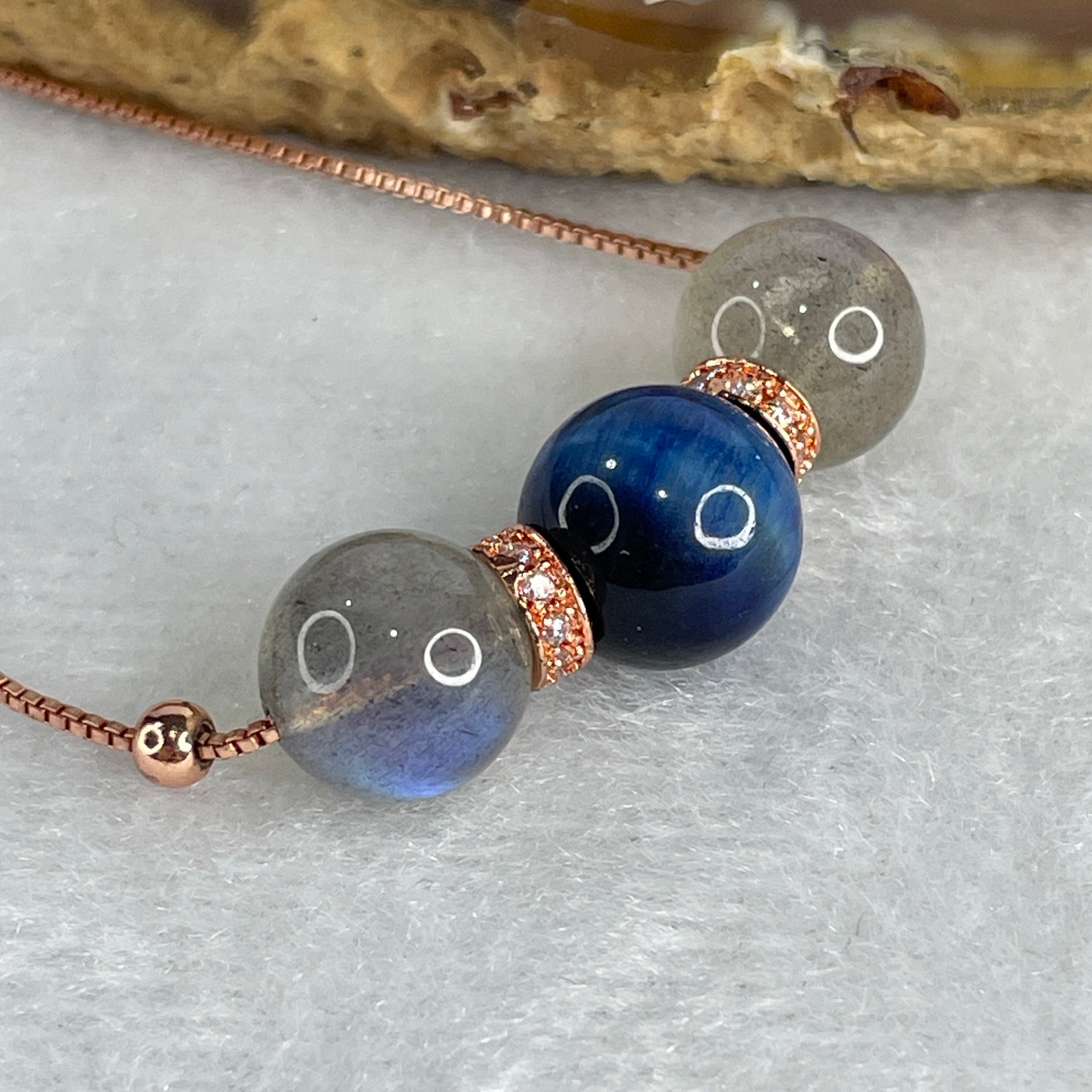 Natural-Labradorite-with-Blue-Tiger-Eyes-Quartz-Beads-Necklace-6.92g-42cm-10.4mm-1-Bead-9.7mm-2-Beads-Huangs-Jadeite-and-Jewelry-Pte-Ltd