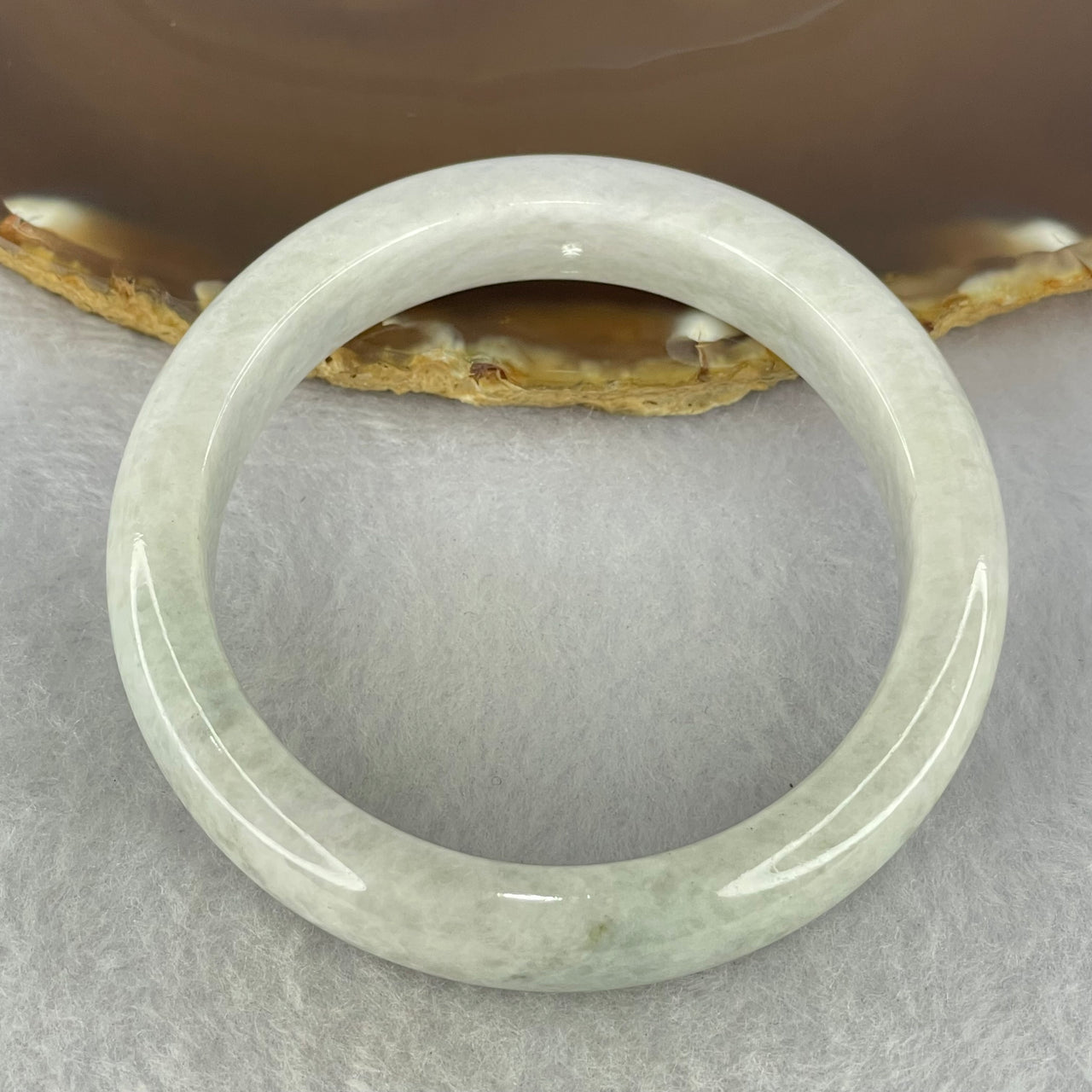 Type A Light Lavender with Moss Green Patch Jadeite Bangle Internal Diameter 55.0mm 53.12g 12.5 by 8.4mm (Slight Internal Lines) - Huangs Jadeite and Jewelry Pte Ltd