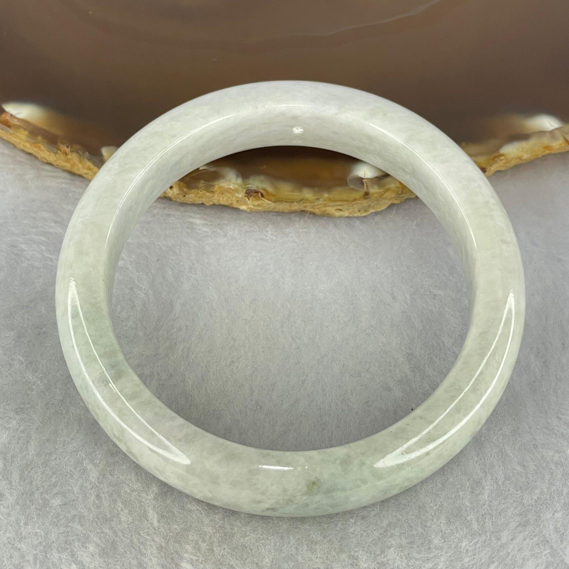 Type A Light Lavender with Moss Green Patch Jadeite Bangle Internal Diameter 55.0mm 53.12g 12.5 by 8.4mm (Slight Internal Lines) - Huangs Jadeite and Jewelry Pte Ltd