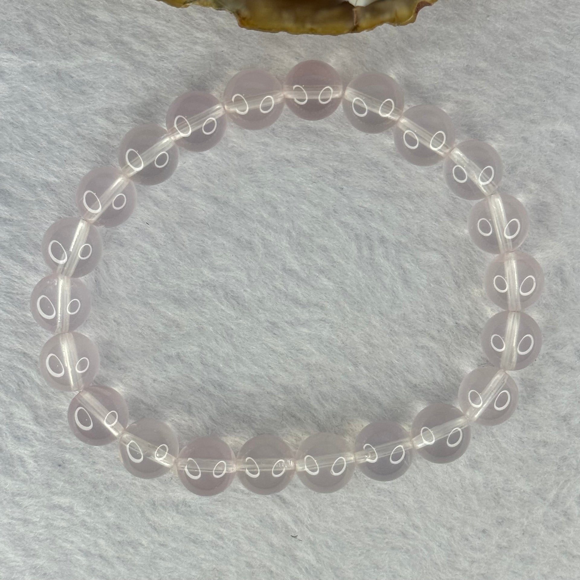 Natural Rose Quartz Beads Bracelet 天然玫瑰石英珠手链20.88g 16cm 8.9mm 22 Beads - Huangs Jadeite and Jewelry Pte Ltd