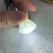 Natural Type A Semi Icy Sky Blue Jadeite Milo Buddha Pendant in 18K Yellow Gold Clasp 4.6g 18.1 by 24.0 by 7.2mm - Huangs Jadeite and Jewelry Pte Ltd