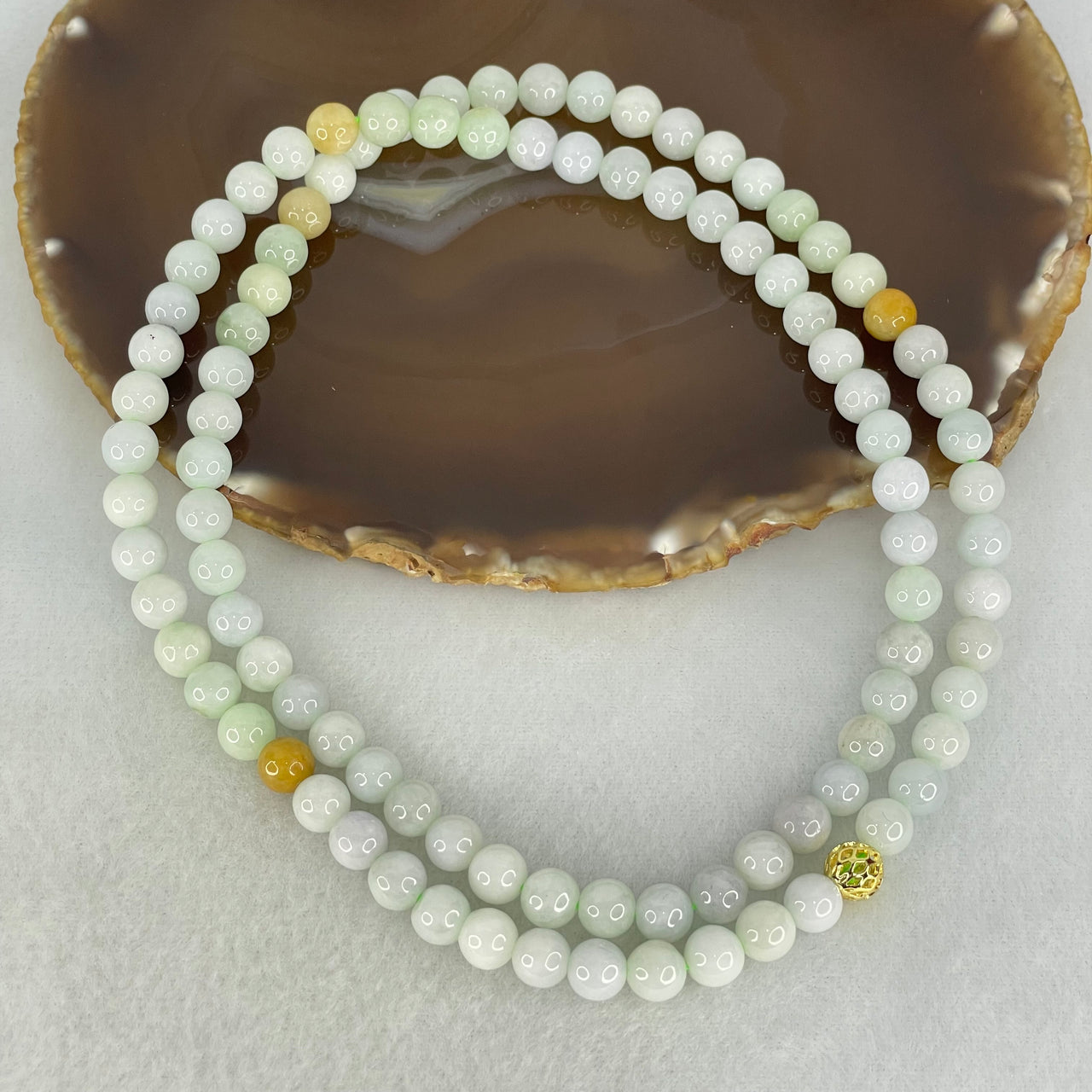Type A Muti Color Jadeite Beads Necklace 71.26g 70cm 7.6mm 97 Beads - Huangs Jadeite and Jewelry Pte Ltd