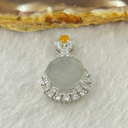 Type A High Icy Light Blueish Green Jadeite 11.9 by 3.0mm Round Wu Shi Pai Pendant with Crystals in S925 Silver Pendant 4.05g - Huangs Jadeite and Jewelry Pte Ltd
