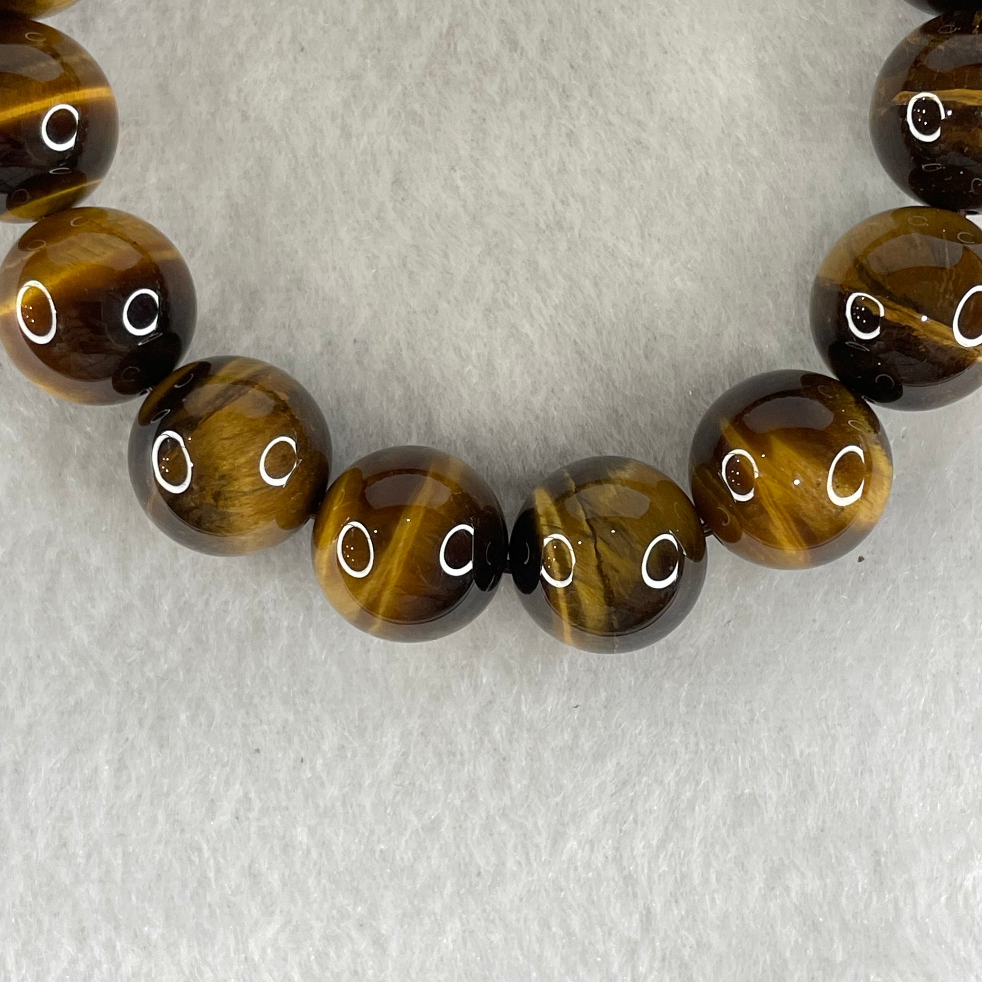 Natural Yellow Tiger's Eye Quartz Beads Bracelet 44.22g 17cm 12.5mm 17 Beads - Huangs Jadeite and Jewelry Pte Ltd
