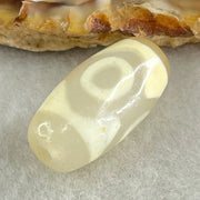 Natural Powerful Tibetan Old Oily Agate 3 Eyes Dzi Bead Heavenly Master (Tian Zhu) 三眼天诛 3.17g 20.1 by 10.4mm - Huangs Jadeite and Jewelry Pte Ltd