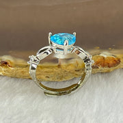 Blue Cubic Zirconia in S925 Sliver Ring (Adjustable Size) 2.07g 8.7 by 7.1 by 5.0mm - Huangs Jadeite and Jewelry Pte Ltd