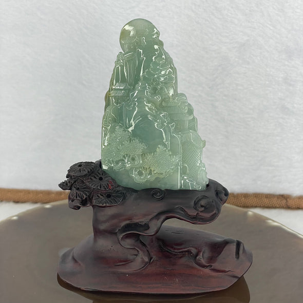 Type A Blueish Green Jadeite Shan Shui Display 62.0g 69.5 by 41.4 by 12.6mm - Huangs Jadeite and Jewelry Pte Ltd