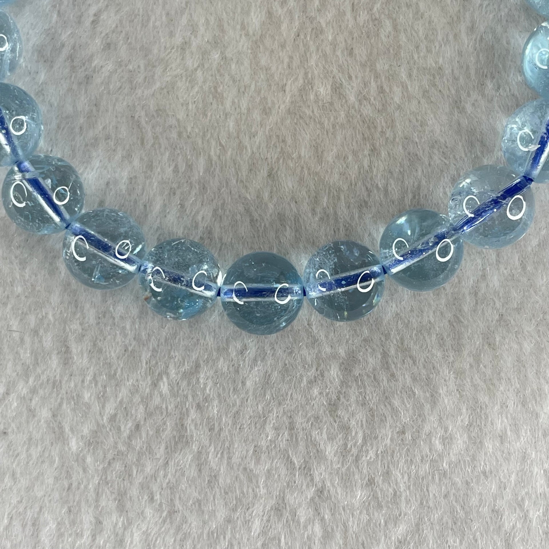 Above Average Natural Blue Topaz Beads Bracelet 26.15g 15.5cm 8.7mm 22 Beads - Huangs Jadeite and Jewelry Pte Ltd