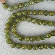 Type A Green with Yellow Jadeite Beads Necklace 72.55g 60cm 8.3mm 78 Beads - Huangs Jadeite and Jewelry Pte Ltd