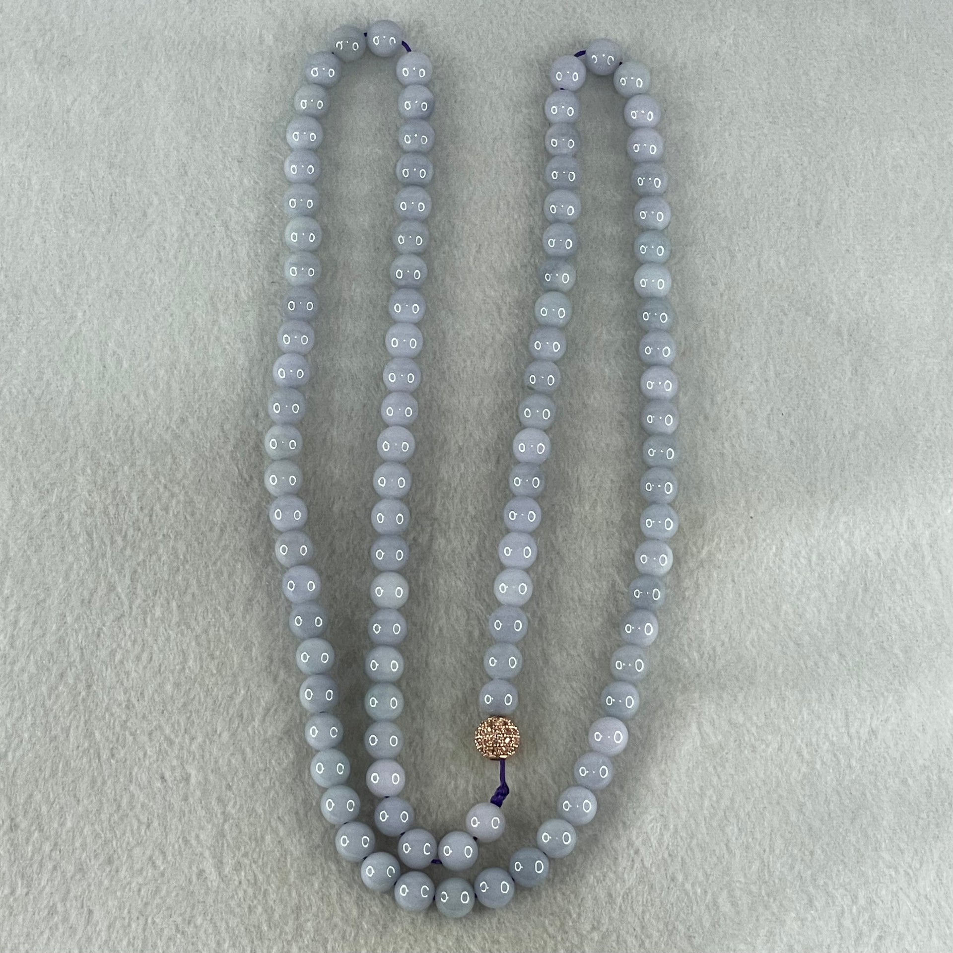 Type A Full Lavender Jadeite Beads Necklace 58.23g 68cm 7.0mm 99 Beads - Huangs Jadeite and Jewelry Pte Ltd