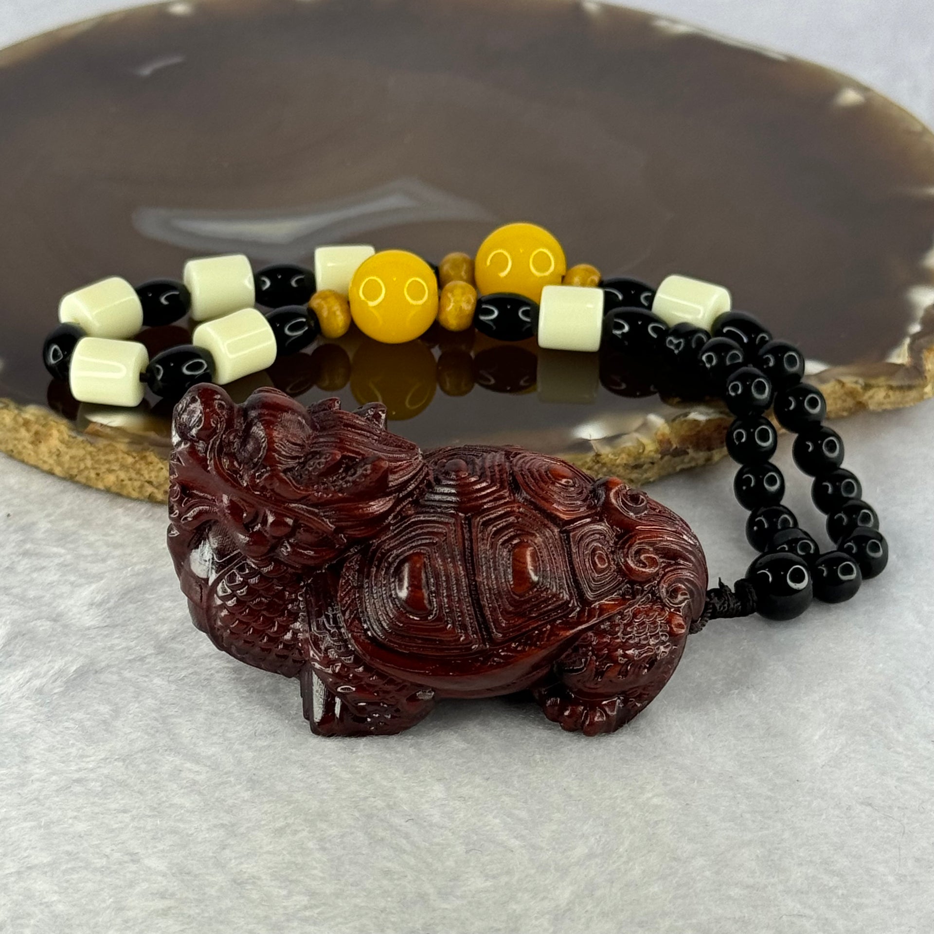 Natural African Rosewood Dragon Tortoise Handplay 天然非洲紫檀龙龟手把件 46.75g 61.6 by 36.4 by 40.4mm - Huangs Jadeite and Jewelry Pte Ltd