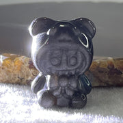Black Obsidian Labubu Charm Display 14.90g 29.3 by 21.9 by 19.1mm - Huangs Jadeite and Jewelry Pte Ltd