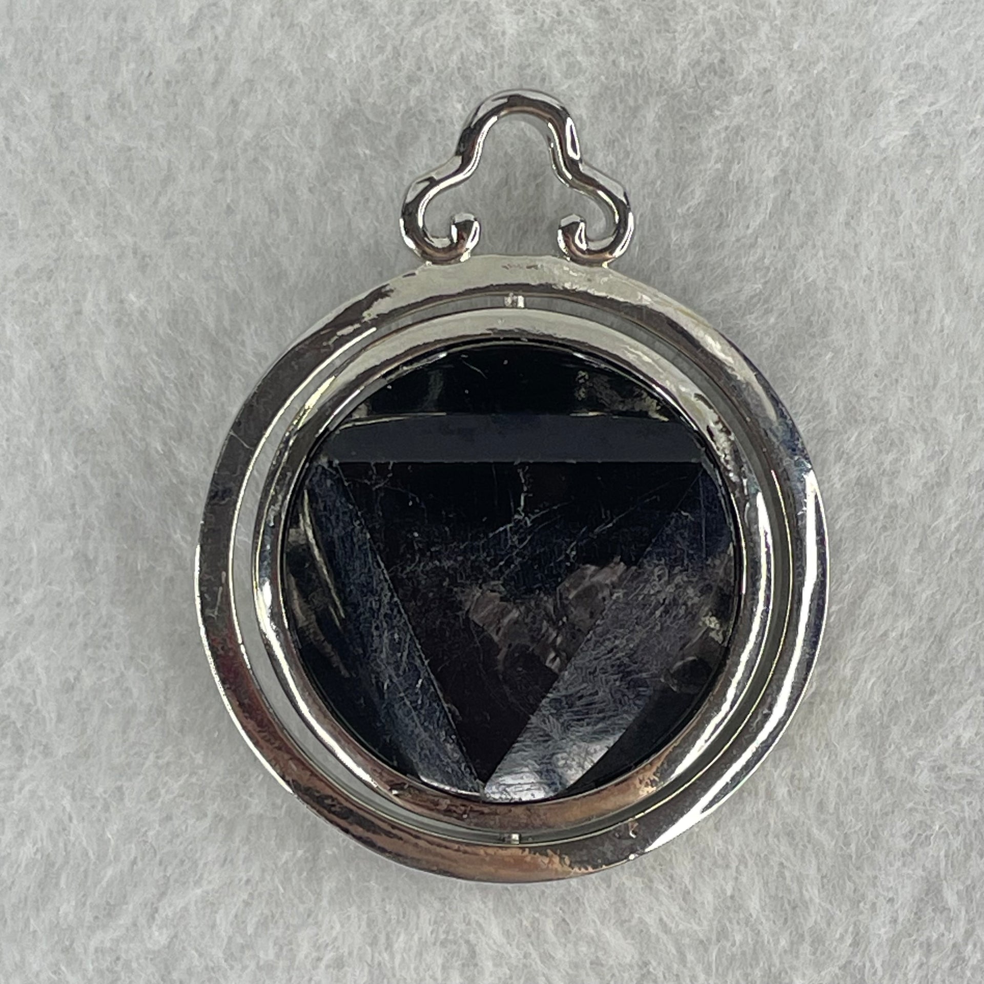 Natural Hypersthene in Stainless Steel Pendant 23.93g 25.0 by 9.4mm - Huangs Jadeite and Jewelry Pte Ltd