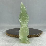 Natural Green Serpentine Bird with Wooden Stand Display 316.4g 117.3 by 76.2 by 175.0mm - Huangs Jadeite and Jewelry Pte Ltd