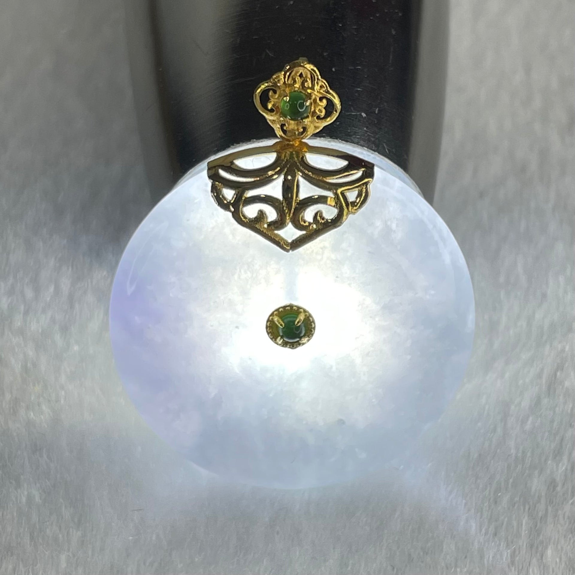 Type A Deep Intense Lavender Jadeite Ping An Kou Donut in 18K Yellow Gold AU750 Clasps 8.51g 26.0 by 5.8mm - Huangs Jadeite and Jewelry Pte Ltd