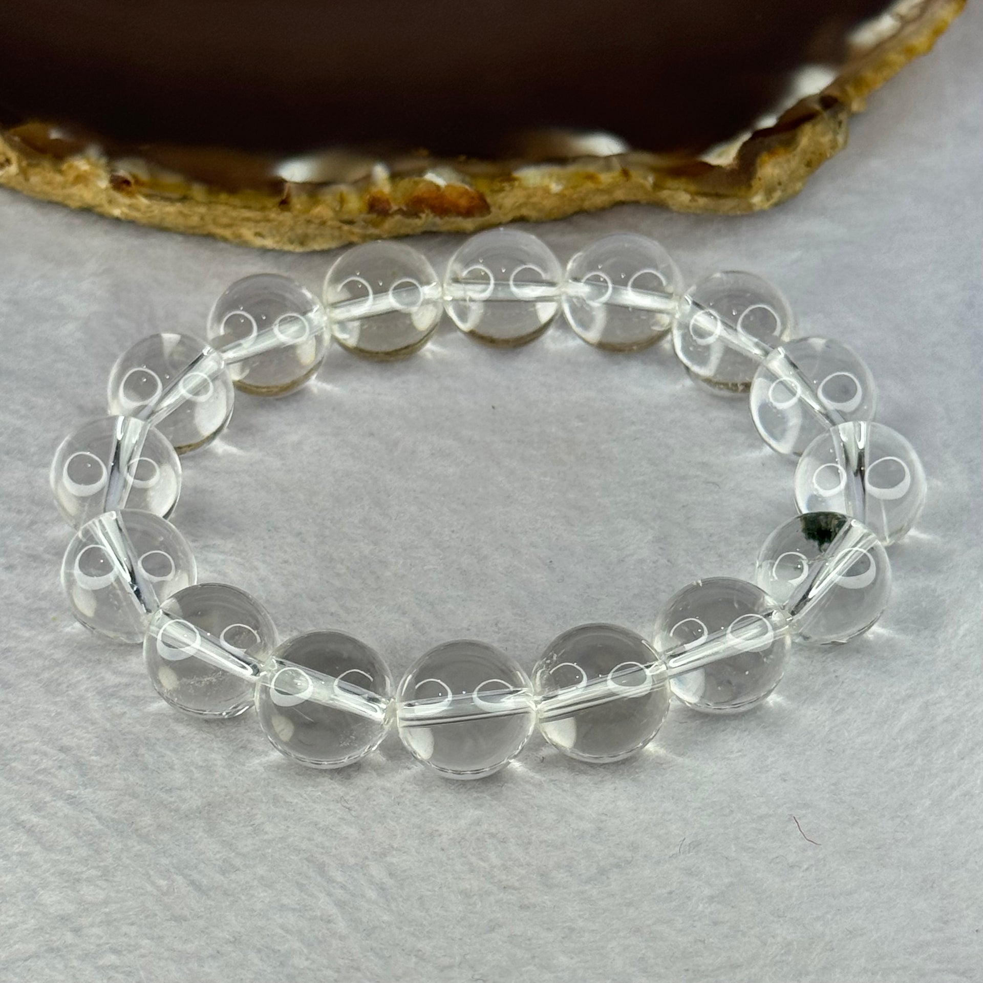Natural Clear Quartz Beads Bracelet 天然白水晶手链 46.09g 17.5cm 12.9mm 16 Beads - Huangs Jadeite and Jewelry Pte Ltd