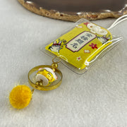 Porcelain Yellow Fortune Cat Yushou Charm 14.09g 14.8 by 17.5 by 14.4mm - Huangs Jadeite and Jewelry Pte Ltd