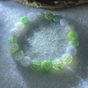 Natural Type A Light Green Light Lavender with Yellow Jadeite Ancient Coin Shape Beads Bracelet 11.58g 16cm 9.1mm 20 Beads - Huangs Jadeite and Jewelry Pte Ltd