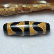 Natural Powerful Tibetan Old Oily Agate Double Tiger Tooth Daluo Dzi Bead Heavenly Master (Tian Zhu) 虎呀天诛 7.63g 37.6 by 11.5mm - Huangs Jadeite and Jewelry Pte Ltd