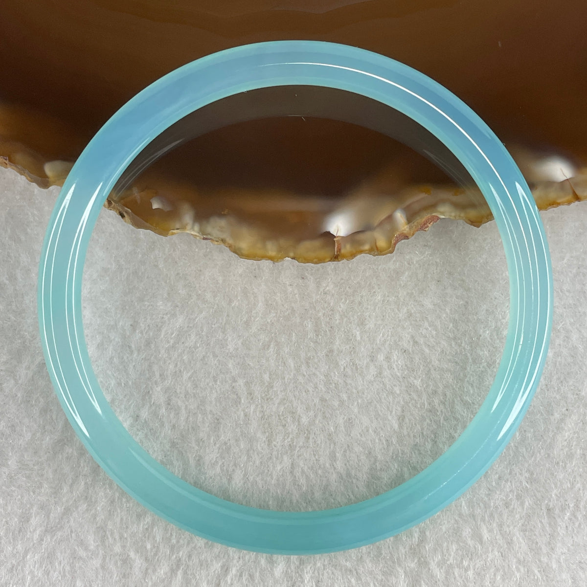 Natural Blue Chalcedony Agate Bangle | 61.2mm Inner Diameter (15.13g 5.6x6.0mm | Perfect Flawless Grade | Serenity, Eloquence & Calming Mind) - Huangs Jadeite and Jewelry Pte Ltd