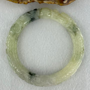 Type A Light Green with Moss Green Piao Hua Jadeite Dragon Bangle Internal Diameter 57.1mm 62.53g 11.5 by 12.4mm (Internal Line) - Huangs Jadeite and Jewelry Pte Ltd