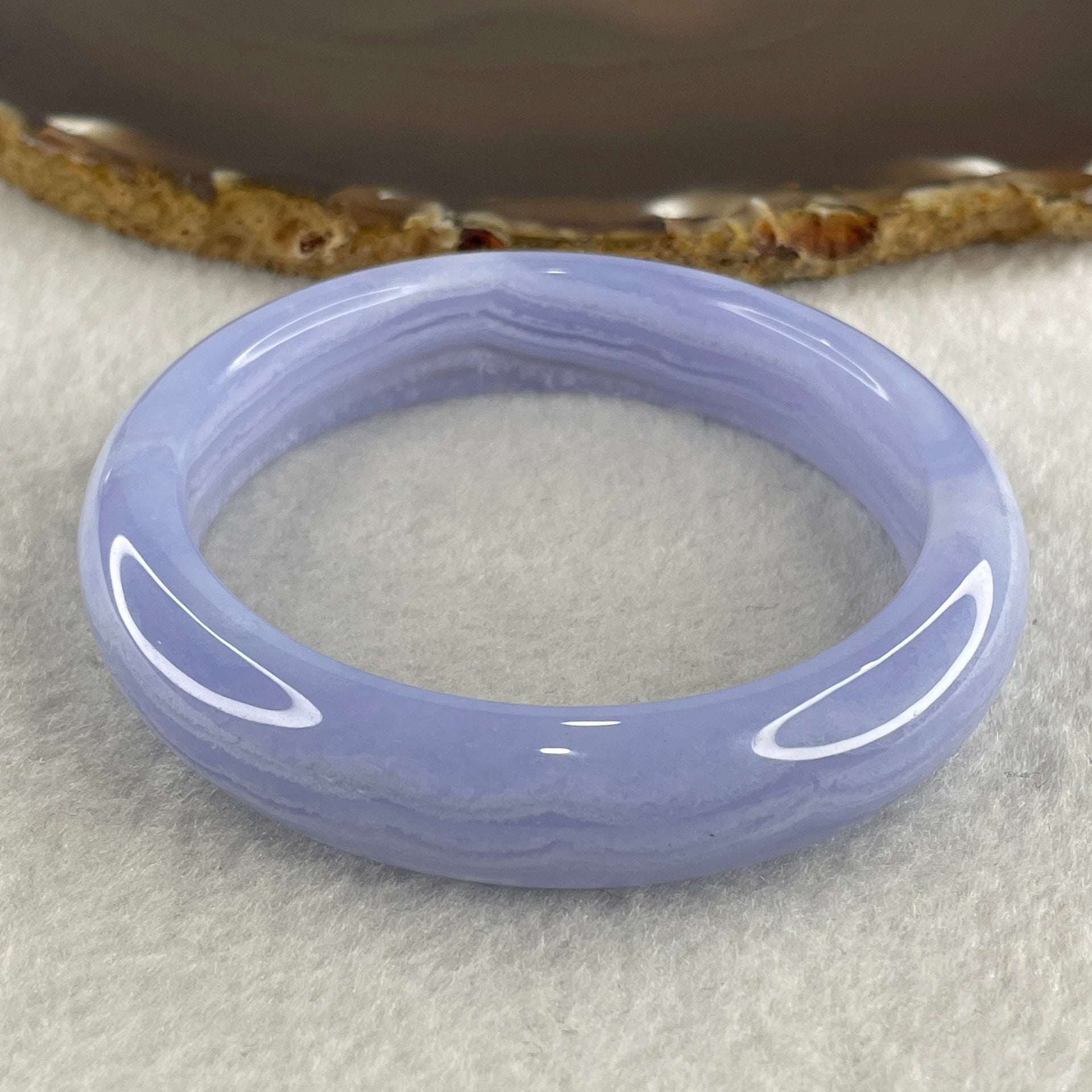 Natural Blue Lace Agate Bangle 47.87g Internal Diameter 57.2mm 13.2 by 8.4mm (Perfect) - Huangs Jadeite and Jewelry Pte Ltd