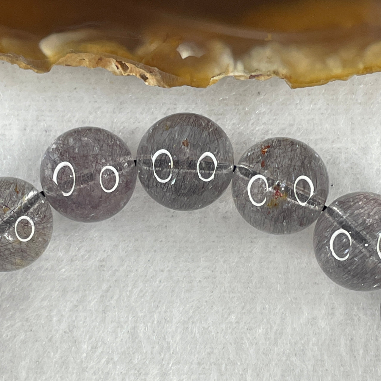 Very Very Good Grade Natural Fire Works Greyish Amethyst Super 7 Quartz Beads Bracelet 39.42g 17cm 11.9mm 18 Beads