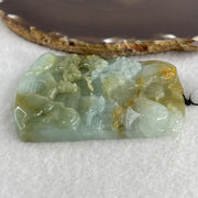 Natural Type A Sky Blue with Yellowish Green Jadeite Shan Shui with Gui Ren Benefactor Pendant 94.26g 75.5 by 55.5 by 10.5mm - Huangs Jadeite and Jewelry Pte Ltd