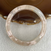 Natural Faint Pink Flower Agate Bangle 57.41g Internal Diameter 60.2mm 15.6 by 9.4mm (Perfect) - Huangs Jadeite and Jewelry Pte Ltd