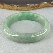 Type A Green with Apple Green Patches Jadeite Bangle 56.91g Inner Diameter 54.8mm 13.6 by 8.3mm (Slight Internal Lines) - Huangs Jadeite and Jewelry Pte Ltd