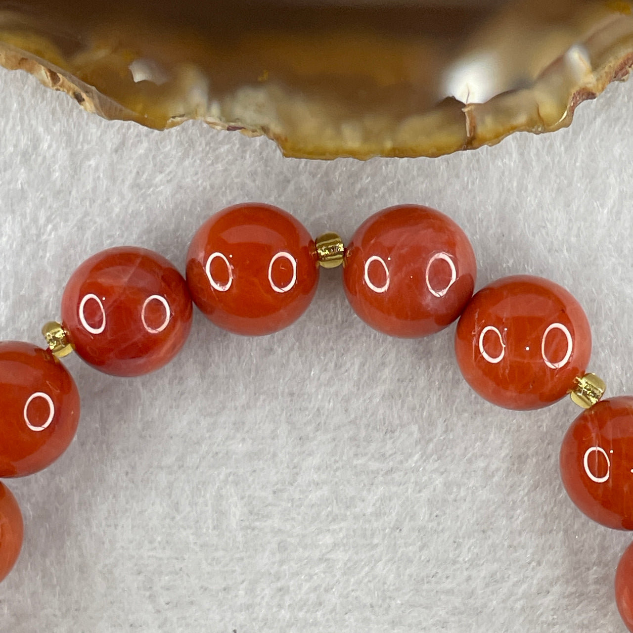 Certified Natural Red Agate Beads Bracelet 34.40g 17.5cm 11.3mm 18Beads