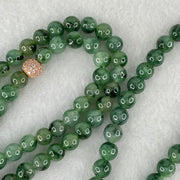 Type A Green with Dark Green Piao Hua Jadeite Beads Necklace 70.43g 76cm 7.5mm 108 Beads - Huangs Jadeite and Jewelry Pte Ltd