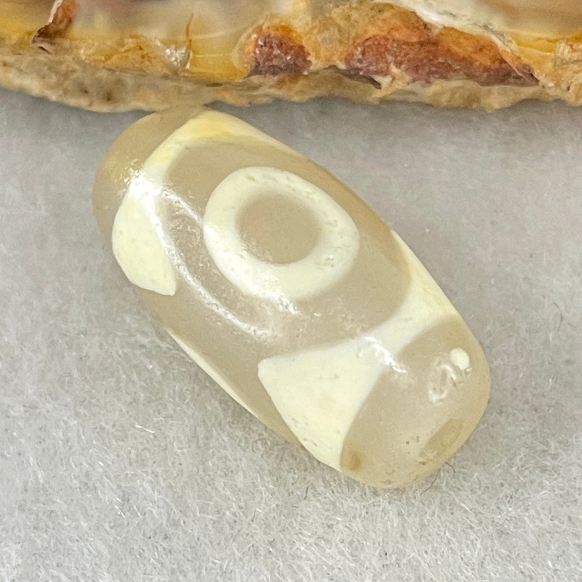 Natural Powerful Tibetan Old Oily Agate 3 Eyes Dzi Bead Heavenly Master (Tian Zhu) 三眼天诛 3.05g 20.0 by 10.1mm - Huangs Jadeite and Jewelry Pte Ltd