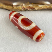 Natural Powerful Tibetan Old Oily Red White Agate One Eye Gold Metal Element Dzi Bead Heavenly Master (Tian Zhu) 一眼金天珠 10.47g 38.2 by 13.4mm - Huangs Jadeite and Jewelry Pte Ltd