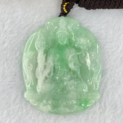 Type A Light Green with Apple Green Jadeite Guan Yin Bodhisattva Pendant 25.90g 53.3 by 44.5 by 6.2mm - Huangs Jadeite and Jewelry Pte Ltd