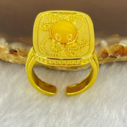 Natural Butterscotch Amber in  Sliver Gold Color Ring (Adjustable Size) 7.58g 10.7 by 6.5 by 3.5mm - Huangs Jadeite and Jewelry Pte Ltd
