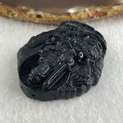 Type A Opaque Black Omphacite Jadeite Good Vs Evil Manjushri Bodhisattva Pendant Rabbit Zodiac Guardian 39.25g 50.5 by 44.0 by 13.3mm - Huangs Jadeite and Jewelry Pte Ltd