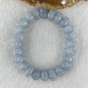 High Grade Type A Full Intense Blueish Lavender Jadeite Lotus Flower Beads Bracelet 33.91g 14cm 10.7mm 24pcs - Huangs Jadeite and Jewelry Pte Ltd