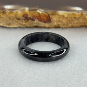 Type A Icy Wuji Black Grey Jadeite Ring 2.22g 4.7 by 3.1mm US6.7 HK14.5 (Very Slight Internal Lines) - Huangs Jadeite and Jewelry Pte Ltd