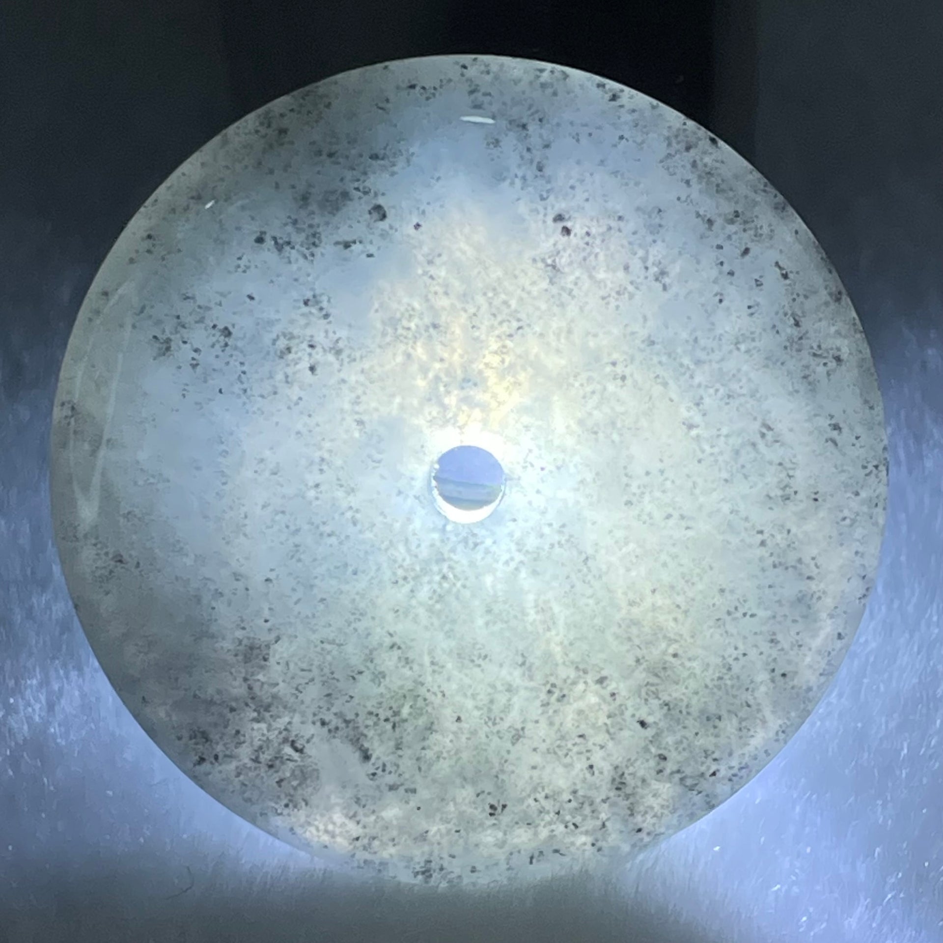 Type A Semi Icy Wuji Grey with Lavender Jadeite Ping An Kou Pendant 16.20g 35.4 by 6.2mm - Huangs Jadeite and Jewelry Pte Ltd