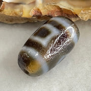 Natural Powerful Tibetan Old Oily Agate Sky Door Serenity 1 Eye Dzi Bead Heavenly Master (Tian Zhu) 一眼天诛 3.43g 18.8 by 10.6mm - Huangs Jadeite and Jewelry Pte Ltd