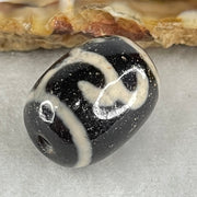 Natural Powerful Tibetan Old Oily Black White Agate Green Tara Dzi Bead Heavenly Master (Tian Zhu) 绿度母天珠 4.70g 17.3 by 13.2mm - Huangs Jadeite and Jewelry Pte Ltd