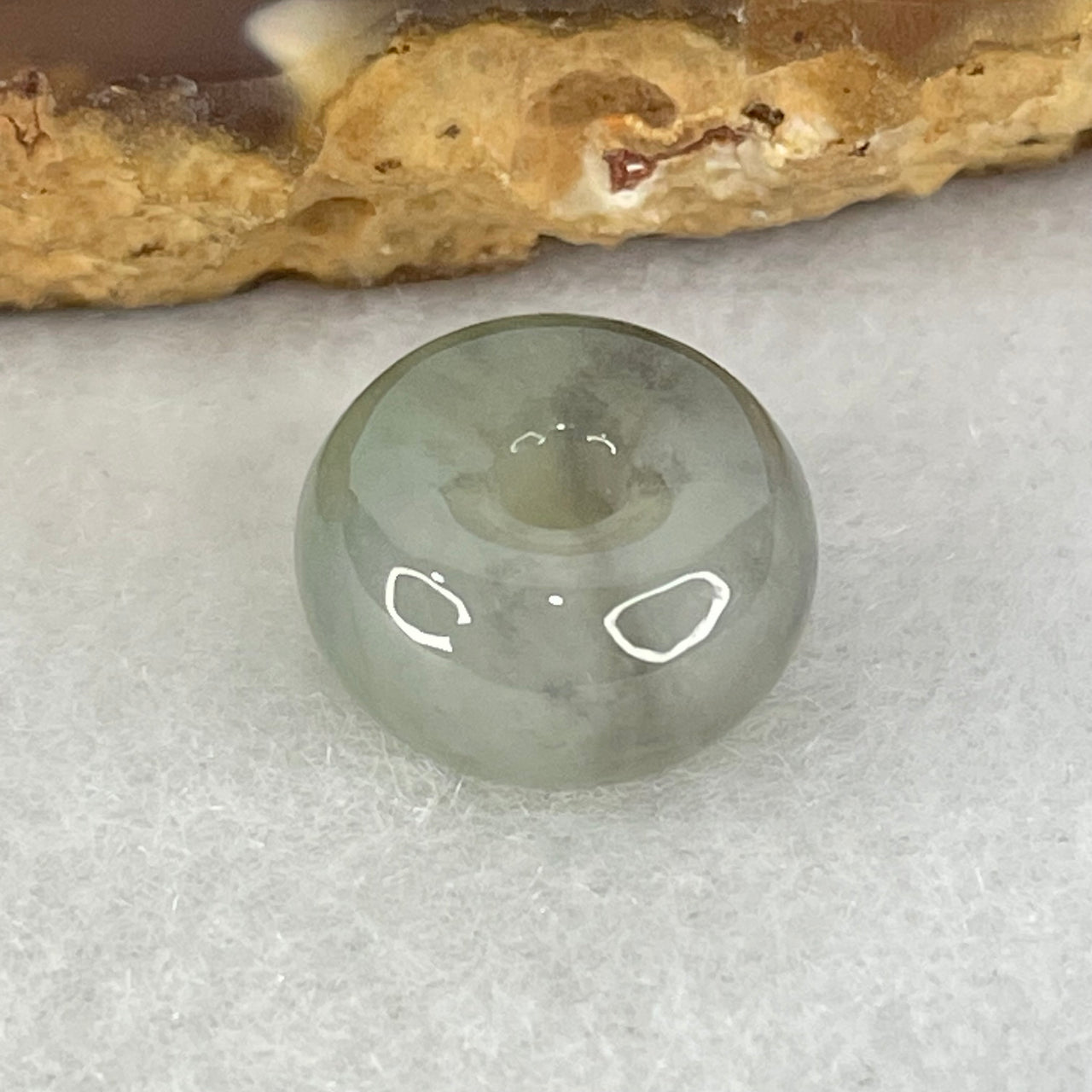 Type A Wuji Grey Jadeite Ping An Kou Donut Charm Pendant 2.15g 12.5 by 6.8mm - Huangs Jadeite and Jewelry Pte Ltd