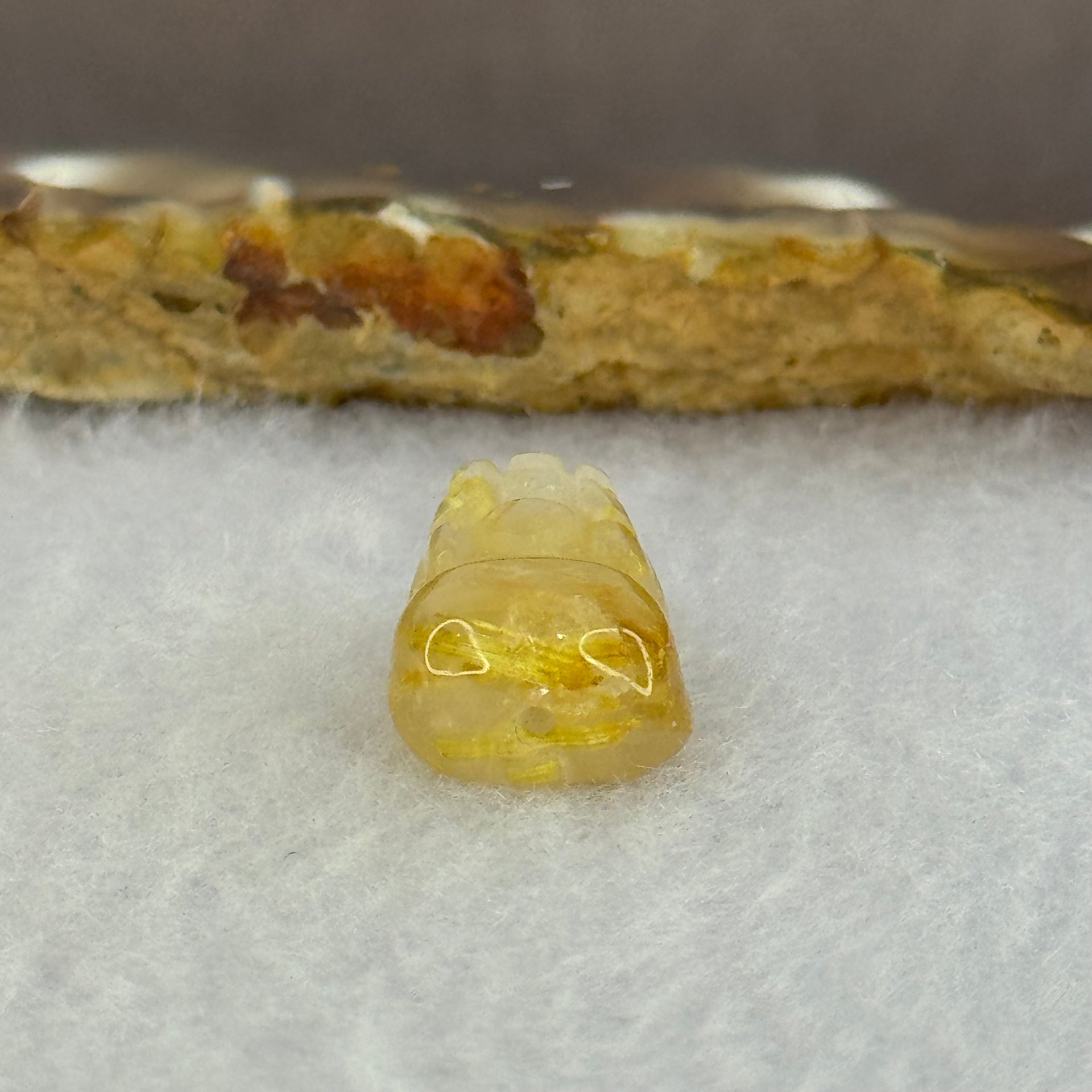 Natural Golden Rutilated Pixiu Charm 2.61g 18.0 by 11.8 by 7.8mm - Huangs Jadeite and Jewelry Pte Ltd