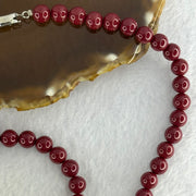 Natural Cinnabar with Amber Bracelet 16cm 8.5mm Necklace with Amber 44cm 8.5mm Set Total Weight 85.30g - Huangs Jadeite and Jewelry Pte Ltd